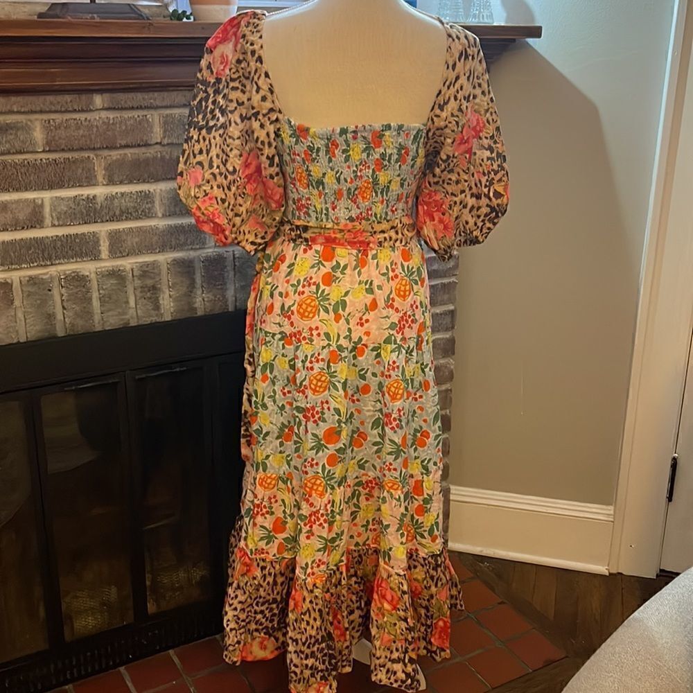 Anthropologie - Place Nationale Floral Linen Midi Dress - Picture 6 of 8
